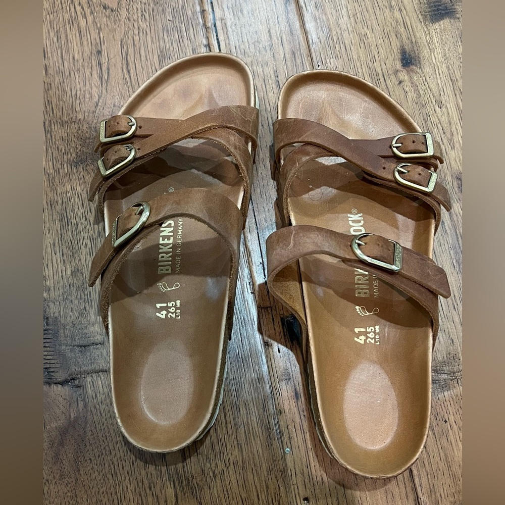 Tan leather Birkenstocks sandals